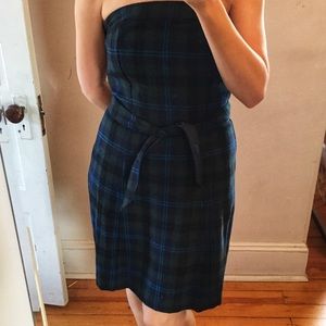 American Eagle strapless plaid (green/navy) dress